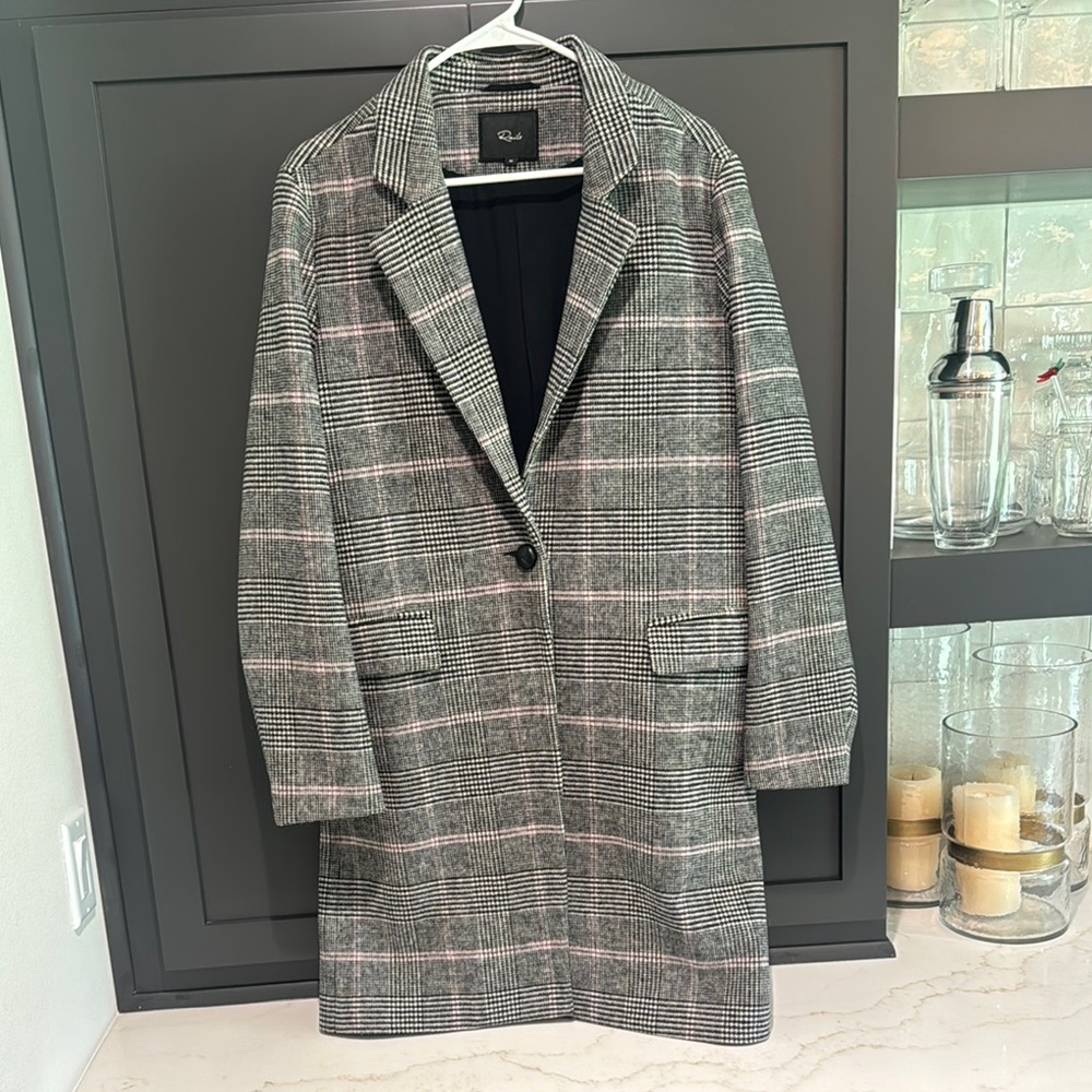 Rails Gray and Pink Blazer with Classic Plaid Design